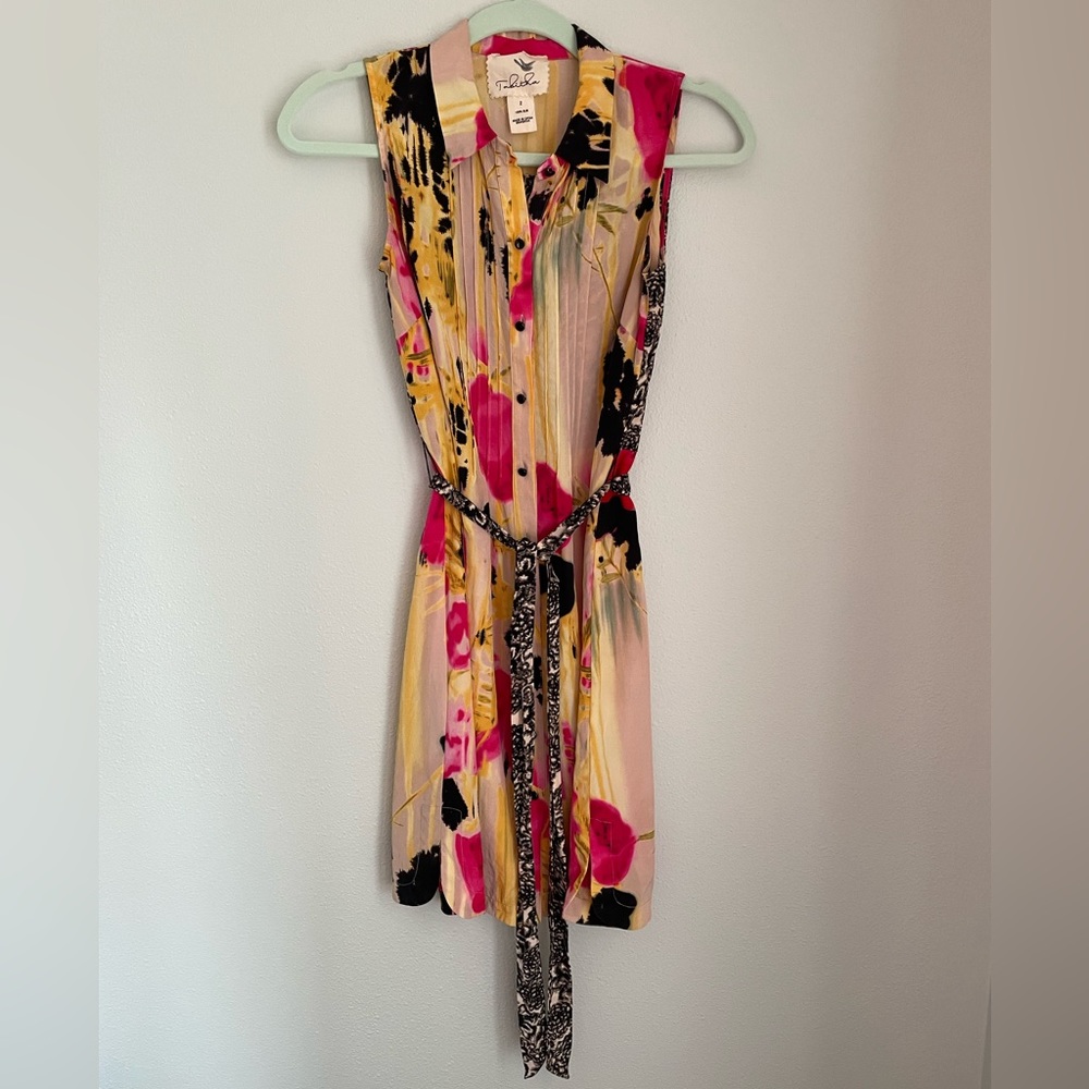 Anthropologie Tabitha sleeveless multicolored silk dress, size 2